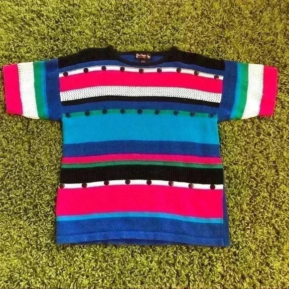 Vintage Abstract Striped Knit Shirt - Picture 1 of 4